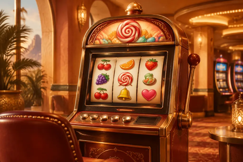 Mesin slot bertema buah dan permen di kasino
